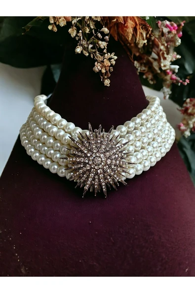 Deniz Kestanesi Figür İnci Tasma Kolye - Resim 2