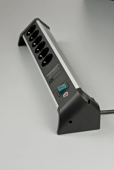 Brennenstuhl ALU-Office-Line Serisi 3 Metre Kablolu 6 Soketli 60.000 Amper Akım Korumalı Priz - Resim 2