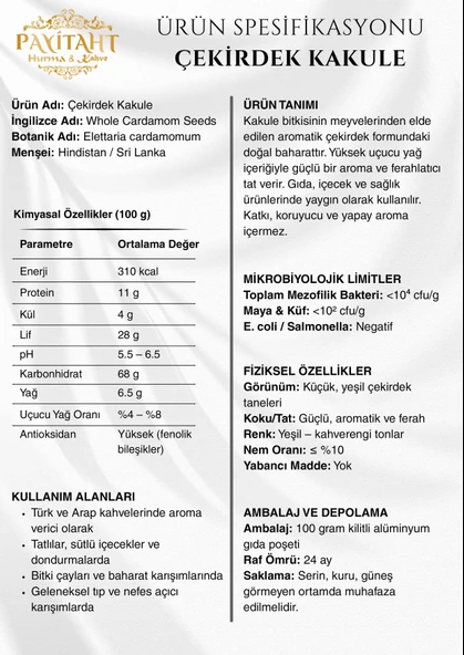 payitaht hurma Çekirdek Kakule 100 gr - Resim 4