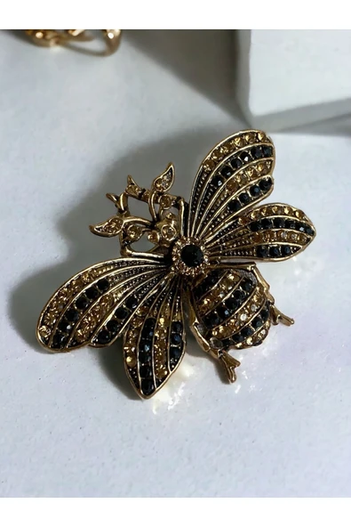 Kristal Taşlı Arı Broş - 4