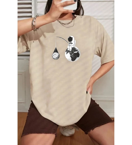 Unisex Uzay Baskılı T-shirt - Resim 4