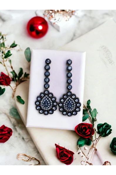 Zirkon Taşlı Su Damlası Küpe - Resim 2