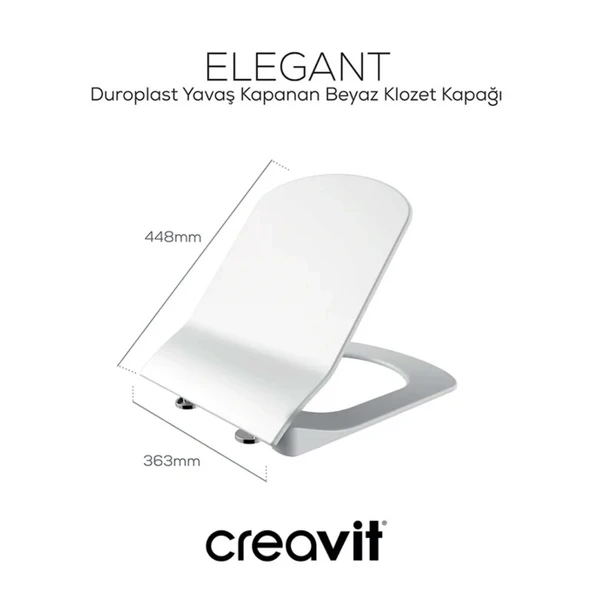 Creavit Elegant Amortisörlü Klozet Kapağı Beyaz KC1103.01.0000E - 4