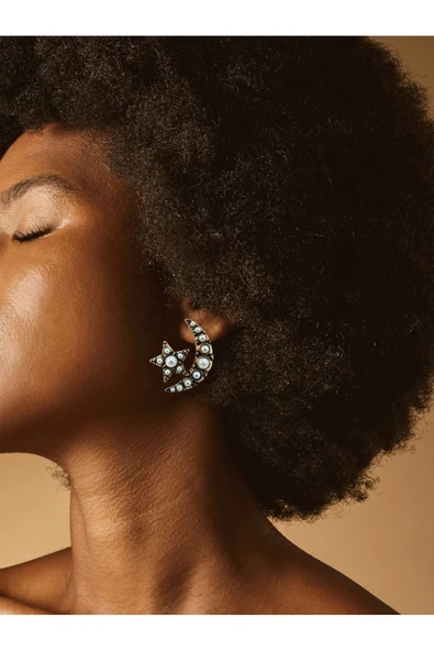 Zirkon Taşlı Ay Yıldız Küpe - Resim 8