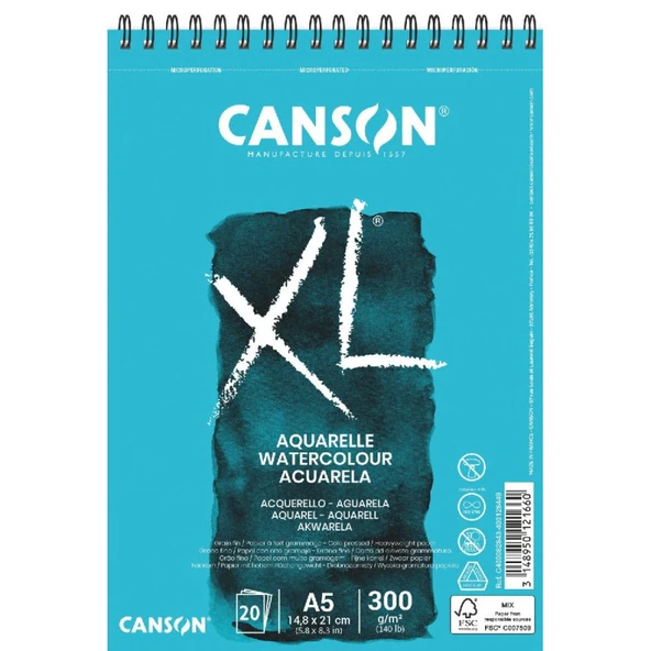Canson XL Sulu Boya Defteri A5 300 g 20 Yaprak ürün görseli 1