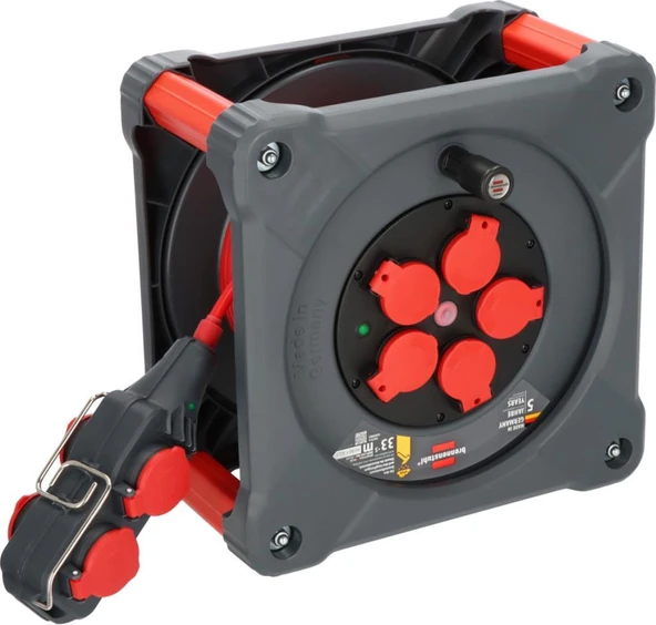 Brennenstuhl Professional Serisi 4 Soketli IP44 Lisanslı 33+5 Metre Isınma Şalterli  Makaralı Seyyar Uzatma Kablo H07BQ-F3G2.5 ürün görseli