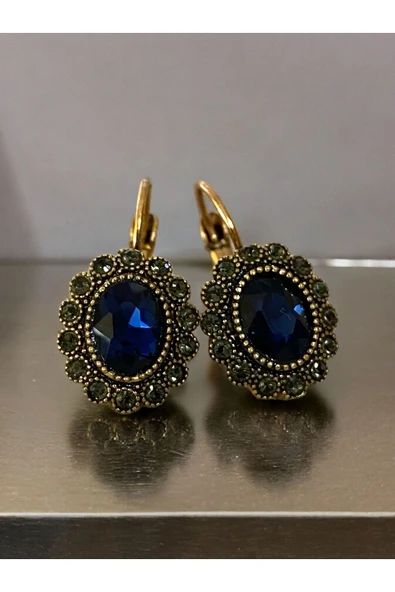 Black Diamond Taşlı Oval Küpe - 11