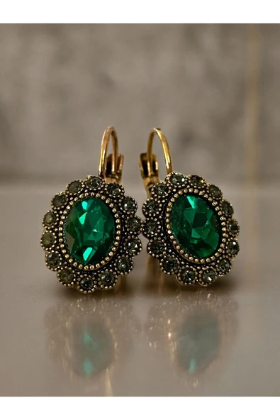 Black Diamond Taşlı Oval Küpe - 7