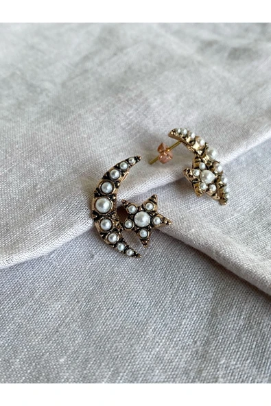 Zirkon Taşlı Ay Yıldız Küpe - Resim 10