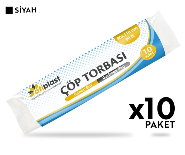 Atiplast Çöp Torbası Endüstriyel Jumbo Boy 500 gr 80 x 110 cm Siyah 10 Rulo - 2