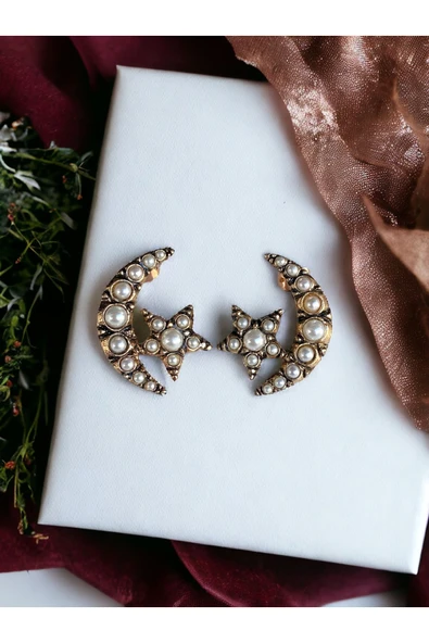 Zirkon Taşlı Ay Yıldız Küpe - Resim 6