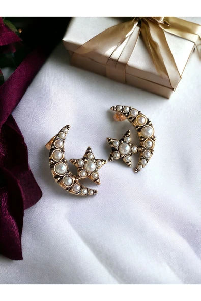 Zirkon Taşlı Ay Yıldız Küpe - Resim 7