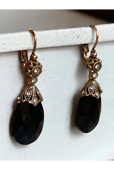 Kristal Taşlı Büyük Kedi Gözü Küpe - 11