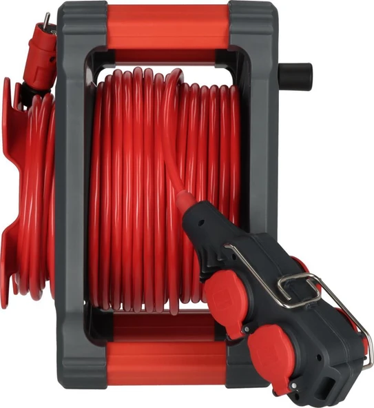 Brennenstuhl Professional Serisi 4 Soketli IP44 Lisanslı 33+5 Metre Isınma Şalterli  Makaralı Seyyar Uzatma Kablo H07BQ-F3G2.5 - Resim 3