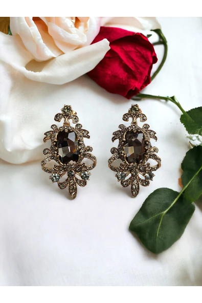 Kristal Taşlı Elmas Montür Küpe - Resim 5