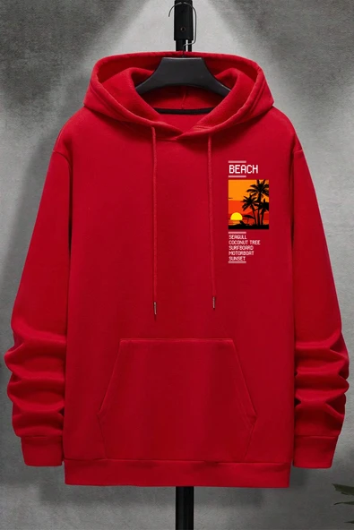 Beach Baskılı Oversize Sweatshirt