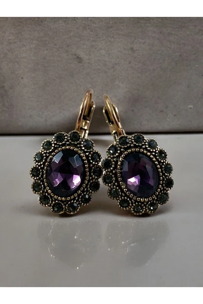 Black Diamond Taşlı Oval Küpe - 9