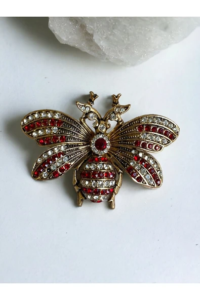 Kristal Taşlı Arı Broş - 2