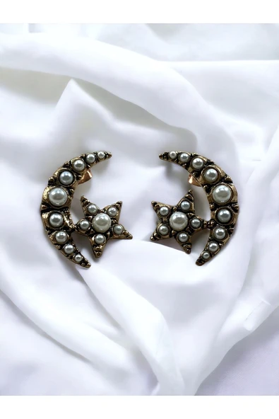 Zirkon Taşlı Ay Yıldız Küpe - Resim 9