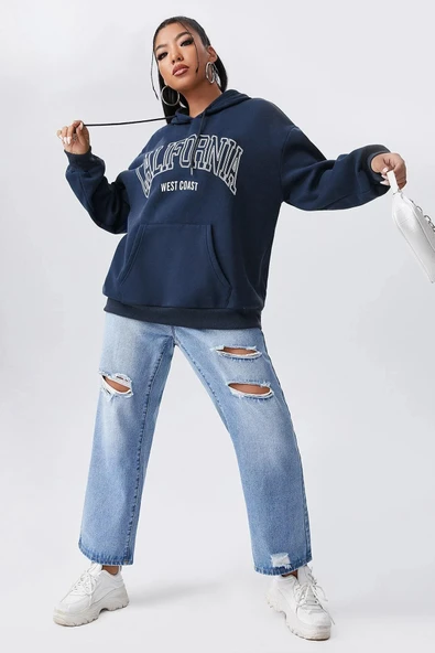 California Baskılı Oversize Sweatshirt - 9