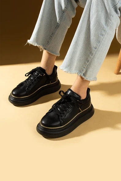 Pembe Potin Yüksek Taban Bağcıklı Comfort Kadın Sneakers 36-1050-25