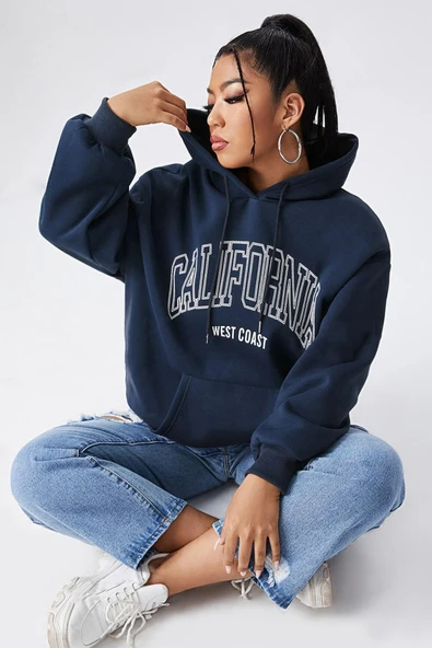 California Baskılı Oversize Sweatshirt - 8