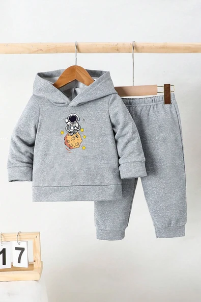 Galaksi Astronot Baskılı Çocuk Rahat Eşofman Takımı - Resim 5