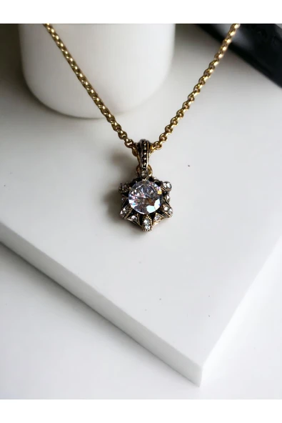 Elmas Montür Taşlı Kolye - Resim 2