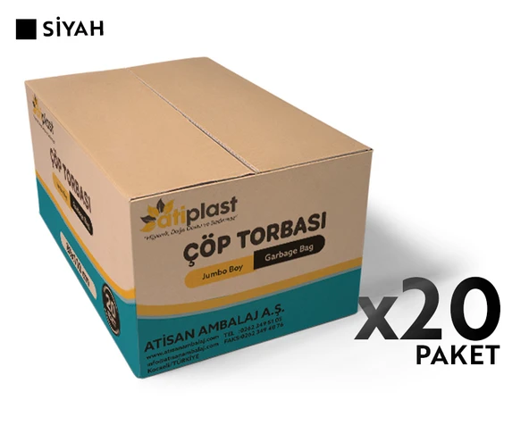 Atiplast Çöp Torbası Endüstriyel Jumbo Boy 500 gr 80 x 110 cm Siyah 20 Rulo - 2