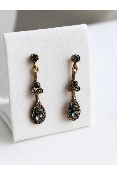 Kristal Taşlı Sallantılı Küpe - Resim 3