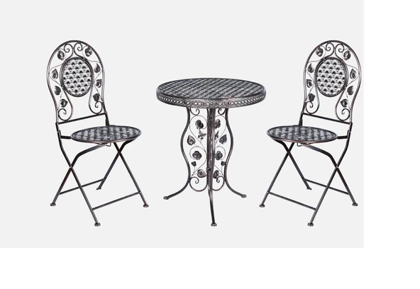 Panalı Ferforje Metal Masa Sandalye Seti Brown MG43 - 2