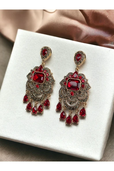 Kristal Taşlı Su Damlaları Sallantılı Küpe - 6