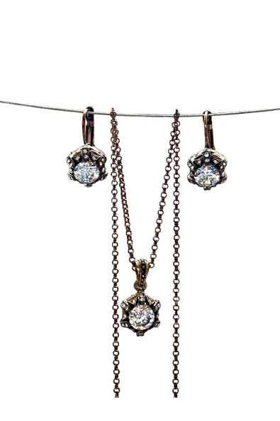 Elmas Montür Taşlı Küpe ve Kolye Seti ürün görseli