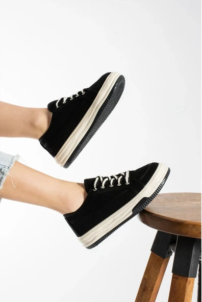 İncila Garantili Ortopedik Yüksek Taban Bağcıklı Bez Spor Sneaker Ayakkabı INCILA-7189 - Resim 4