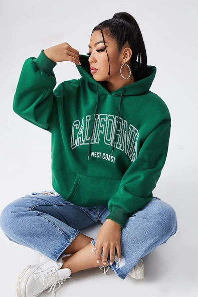 California Baskılı Oversize Sweatshirt - 3