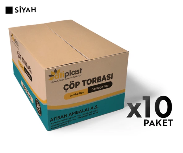 Atiplast Çöp Torbası Profesyonel Jumbo Boy 1000 gr 80 x 110 cm Siyah 10 Rulo - 2