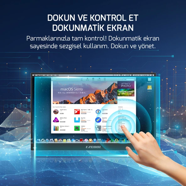 EZCOOL LITE E15T 15,6'' 60HZ FHD PORTABLE TASINABILIR DOKUNMATIK MONITÖR SIFIR ÖLÜ PIKSEL GARANTILI - 2