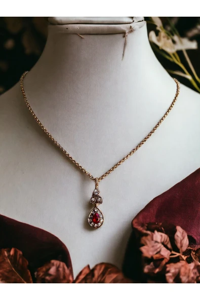 Kristal Taşlı Küçük Su Damlası Kolye - Resim 6