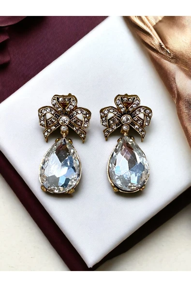 Zirkon Taşlı Fiyonk Küpe - Resim 2