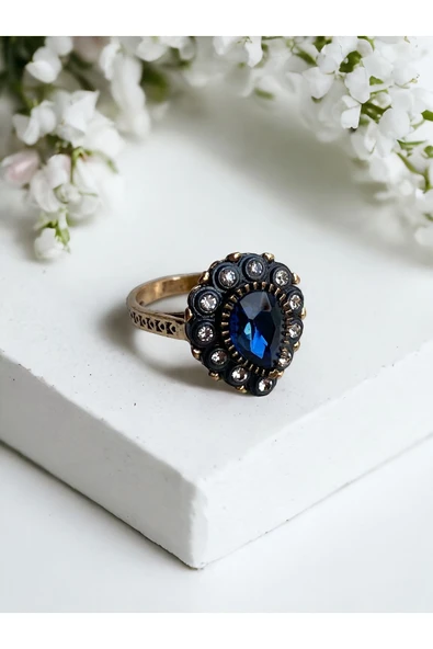 Zirkon Taşlı Su Damlası Yüzük - Resim 7