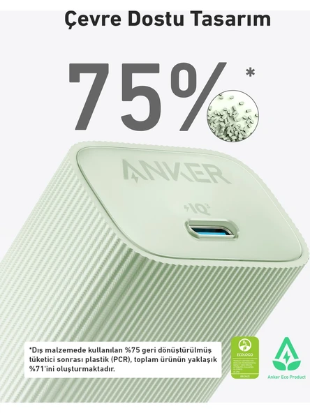 (OUTLET) Anker Nano USB-C Duvar Şarj Cihazı (30W) iPhone & Android ile Uyumlu Type-C Hızlı Şarj Adaptörü - A2337 - Yeşil - (Anker Türkiye Garantili) - 2