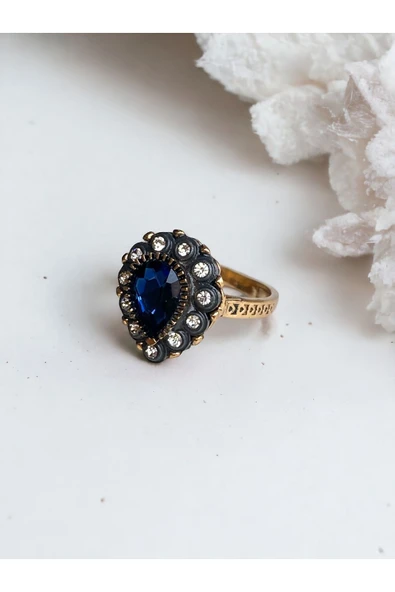 Zirkon Taşlı Su Damlası Yüzük - Resim 9