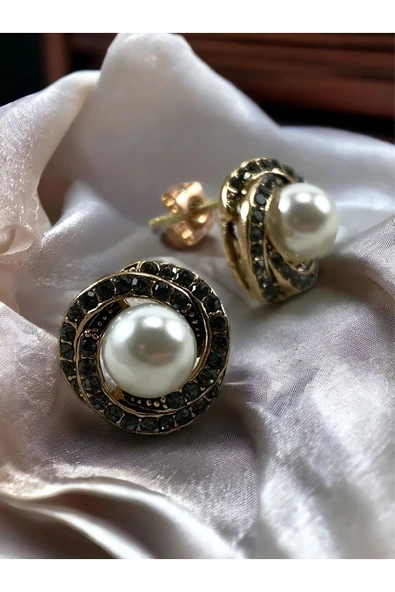 Kristal Taşlı Inci Klipsli Küpe ürün görseli