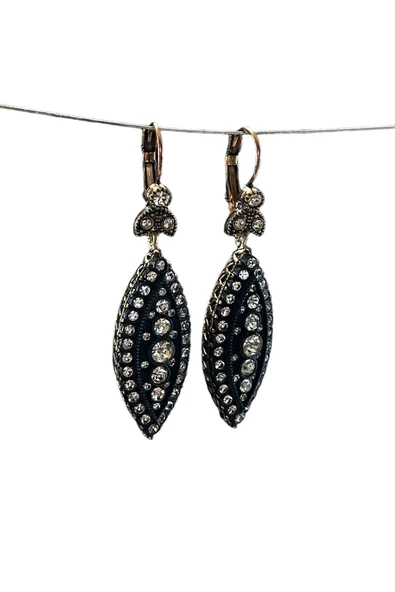 Zirkon Taşlı Elmas Montür Mekik Küpe - Resim 4