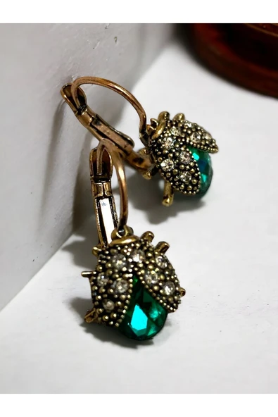Kristal Taşlı Uğur Böceği Küpe - 10