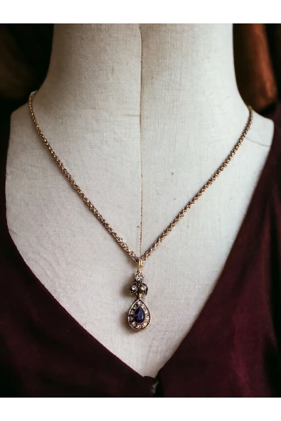 Kristal Taşlı Küçük Su Damlası Kolye - Resim 10