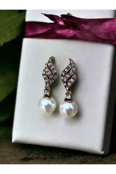 Zirkon Taşlı Mayorka İnci Küpe - Resim 3