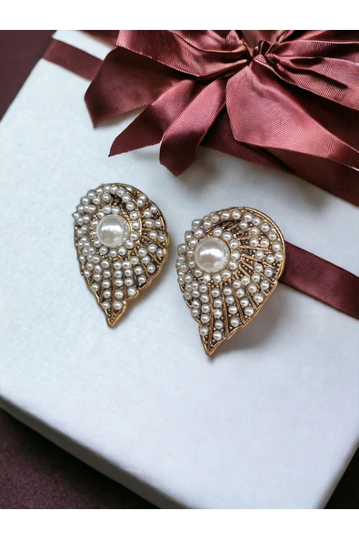 Deniz Kabuğu Figürlü İnci Küpe - Resim 4