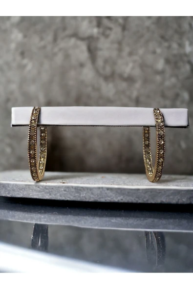 Zirkon Taşlı Büyük Halka Küpe - Resim 2