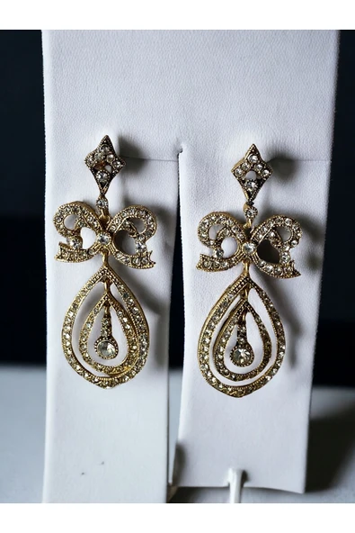 Zirkon Taşlı Su Yolu Elmas Montur Küpe - Resim 3